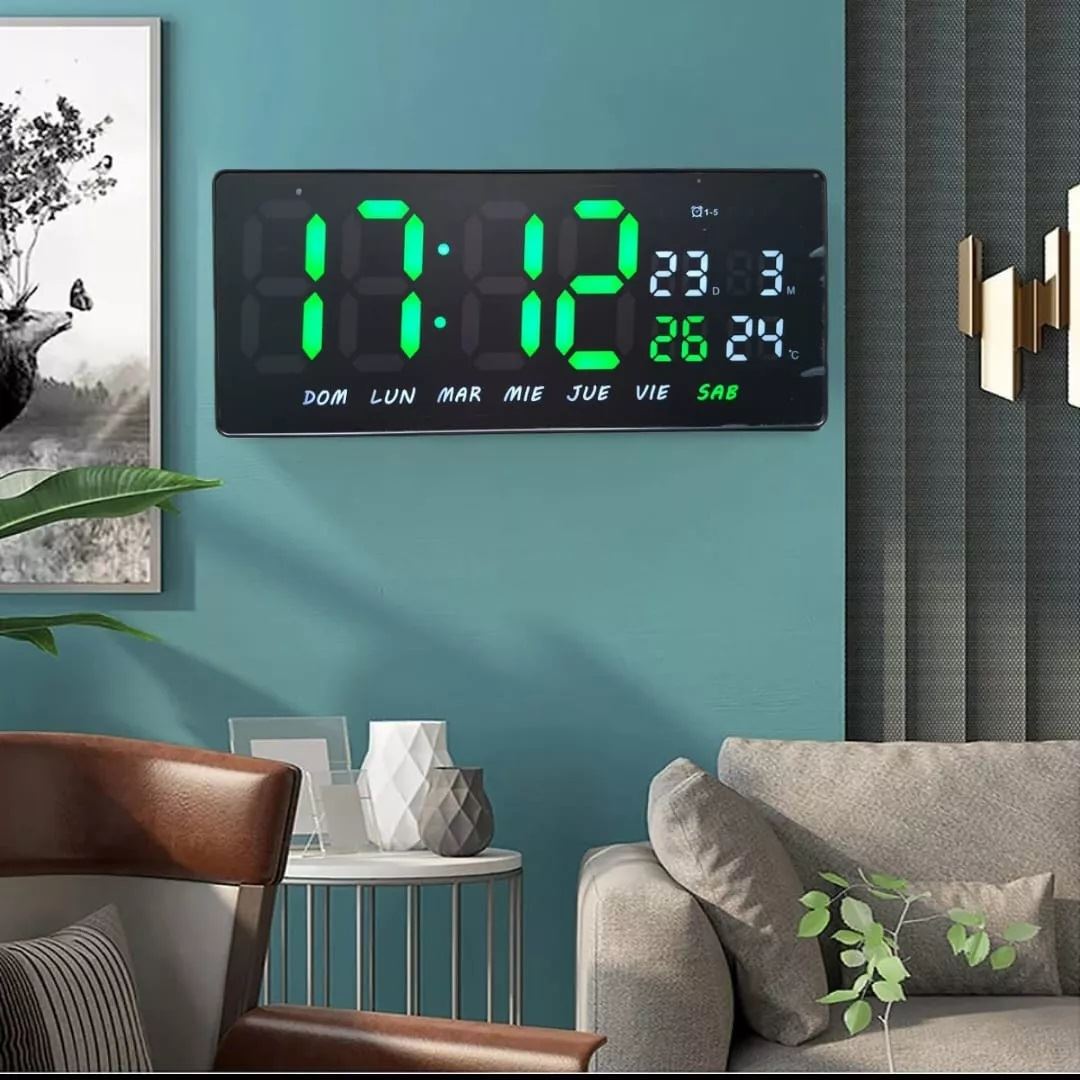 Reloj Digital de Pared LED con calendario fecha y Temperatura